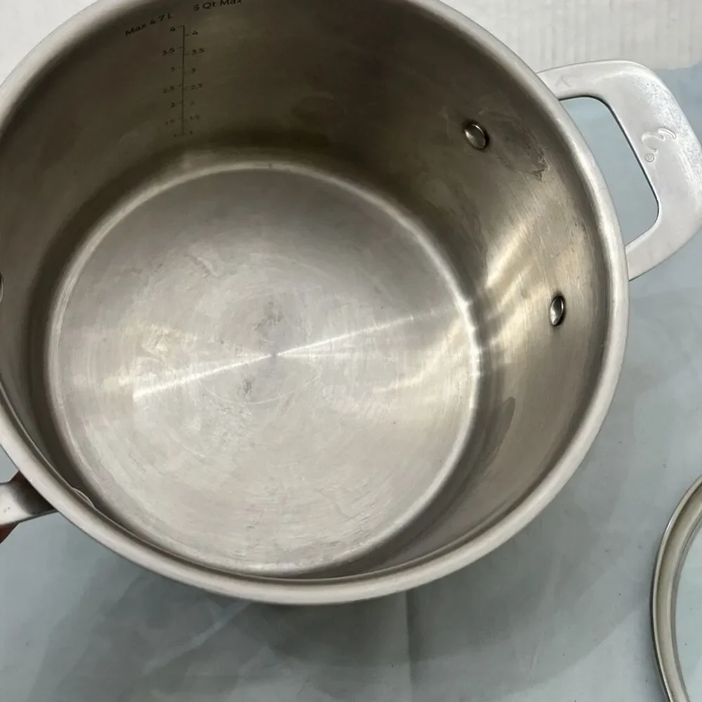 Emeril Lagasse 5 Qt 4.7 L Stock Pot Dutch Oven Stainless Steel with Clear Lid